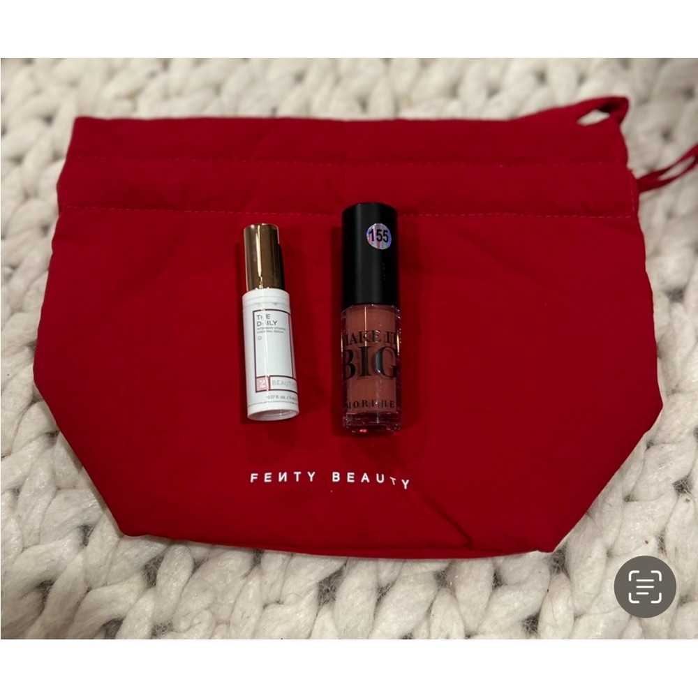 Fenty Beauty Red Makeup Bag + Lip Products Set | Travel Cosmetic Pouch New - Picture 1 of 2